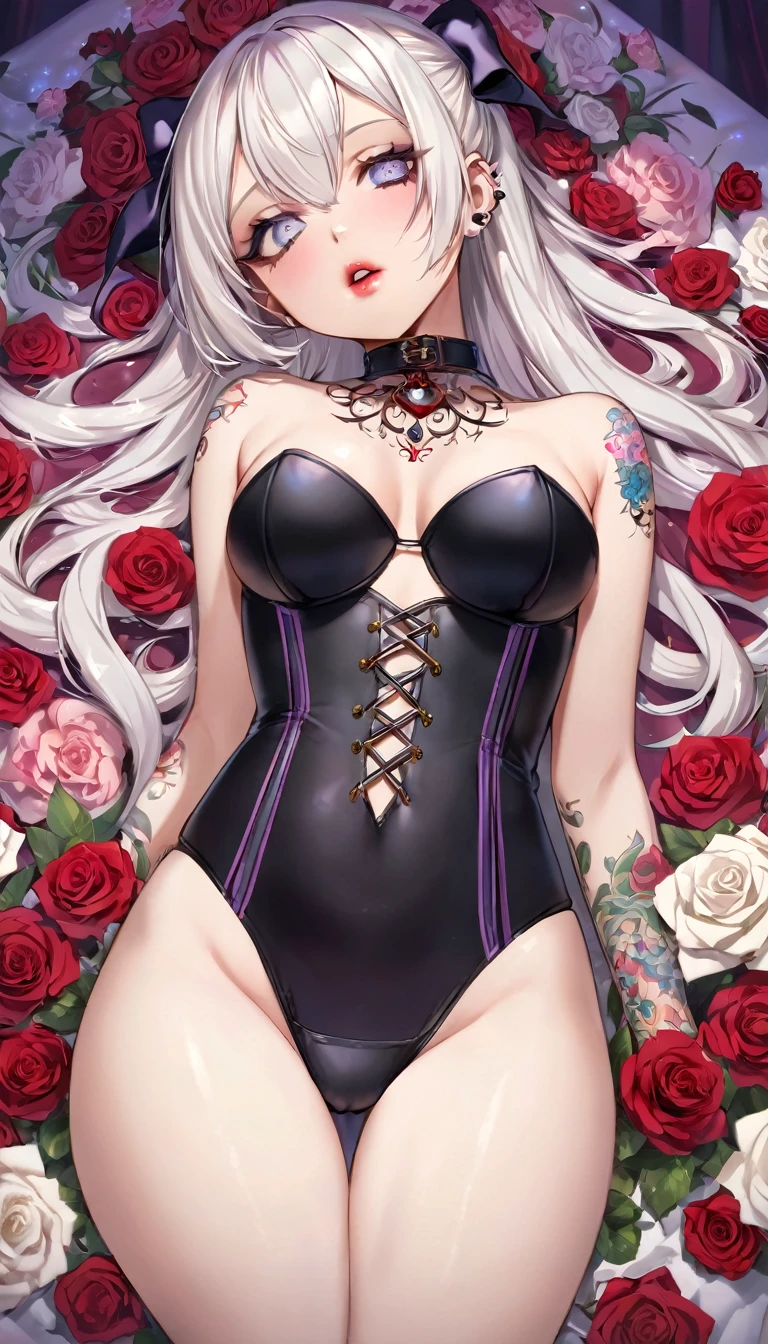 {{{{{16k}}}}}, {{{{{transforming a pure corpse girl into her facial rank and tits rose to the SSS rank of top-notch pretty actresses, She is laid on an coffin of flowers bouquets of flowers are stabbed all over her body and her body becomes more curvy, she is turned into a cutesy flower arrangements, she sleeps and she lost her life the moment she is fully asleep the flower glows absorbs her life blooms more cutely and transforms her corpse into something lovely and capable of eternal necrophilia, Each time she was necrophiliac her tattoos increased the tattoos her waist and underbust became thinner, her breasts become even larger and deeper with cleavage, Her hair is replaced by a bang long glossy very Straight hair, A 10-years-old young girl who was supposed to have died, but was injected with more and more female hormones and Reproduce as underbust and topbust firmness lasciviousness 18-years-old virgin nudity girl of the expression dyed in bewitching eroticism, The grown body is reproduced with sexually knowledgeable, sexy, thick, dark lips and a pale skin tone because it is a corpse, She is fitted with a heart collar that puts people into eternal sleep which transforms her into a cute once-in-a-millennium narcotic flower arrangement that becomes her too-cute corpse}}}}},{{Extremely detailed}},{{{{{integrated her head pure small, All the fat from her limbs and waist will move to her swinging tits and slender limbs, Enchanting Too thick and erotic lips, Her thickened lips shimmer with luster, A cutely girl's soul-draining white eyes}}}}},{{{{{Her tattoos spread all over her body, She is tattooed with lewd flowers on her neck, arms, lower abdomen, thighs, Flower piercings are attached all over her body}}}}}