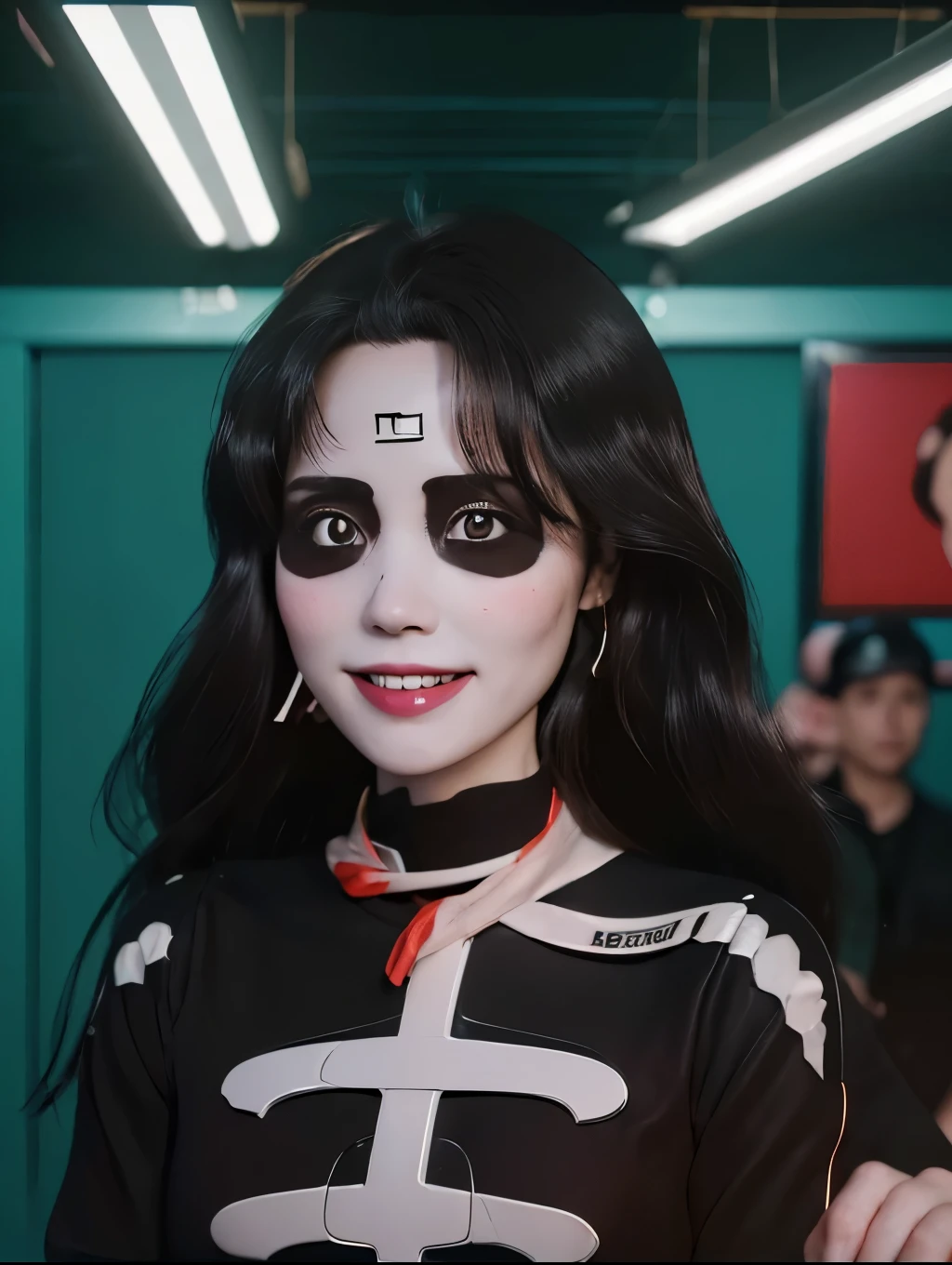 (photoRealstic:1.4),(hyper realisitic:1.4),(realisitic:1.3),(Smooth lighting:1.05),(Improved cinematic lighting:0.9),32K,1 girl,Realistic lighting,raytrace,(japanes:1.2),Detailed eyes,16歳,赤いスカーフ,銃,(smile:1.4),kinkotsuman