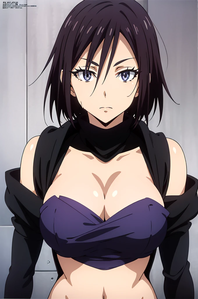 (Anime cel style, masterpiece, Highest quality, High resolution, Anime Color, Megami Magazine:1.2, Anime poster style, Anime key visual, sharp, 8K, Realistic), (Beautiful Eyes:1.5), sakaguchihinata\(Tiglath\), One girl, cute, Black Hair, Very short hair, Large Breasts, Cleavage, nude, (Wet Towel over breasts), (Upper Body, Sitting), (Perfectly detailed anatomy, Perfect Arms, Perfect Fingers, Beautiful Face, Perfect body, Shiny skin), hot spring, Wet