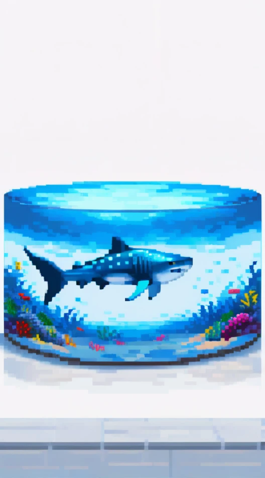 absurdres, uhd, fishbowl on a table, white background, whale sharks, underwater, beautiful, stars, pretty, shaded, glowing, glowing beautiful shading, glowing, under water, floating,
