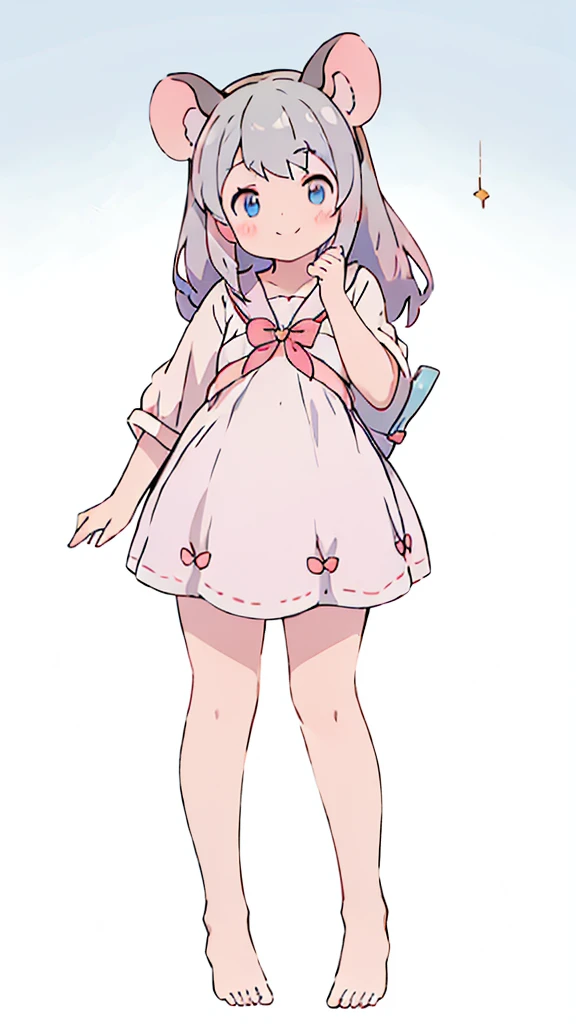 ((masterpiece))((Highest quality))Mouse Ears、girl、smile、blush、Flat Chest、Are thin、、low length、Gray Hair、blush、Are standing、Whole body image、Even your toes are visible、Eye level on face、front、No background、Mouse pose、真frontのアングル、Sailor suit