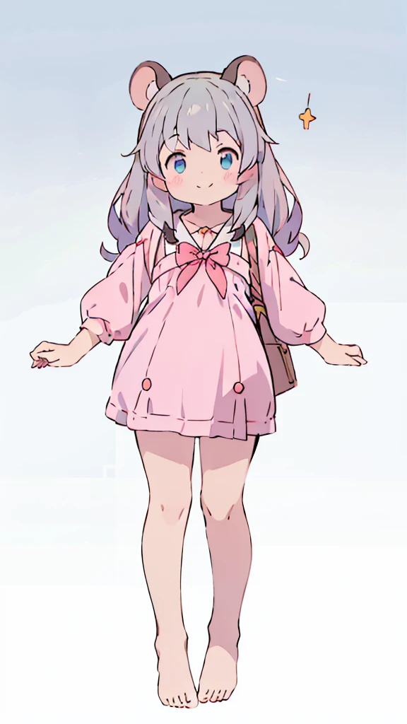((masterpiece))((Highest quality))Mouse Ears、girl、smile、blush、Flat Chest、Are thin、、low length、Gray Hair、blush、Are standing、Whole body image、Even your toes are visible、Eye level on face、front、No background、Mouse pose、真frontのアングル、Sailor suit