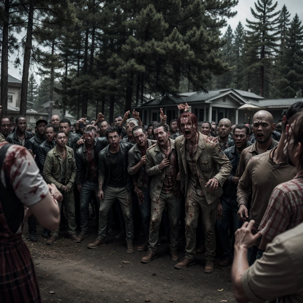 Zombies outside the official residence of the pines