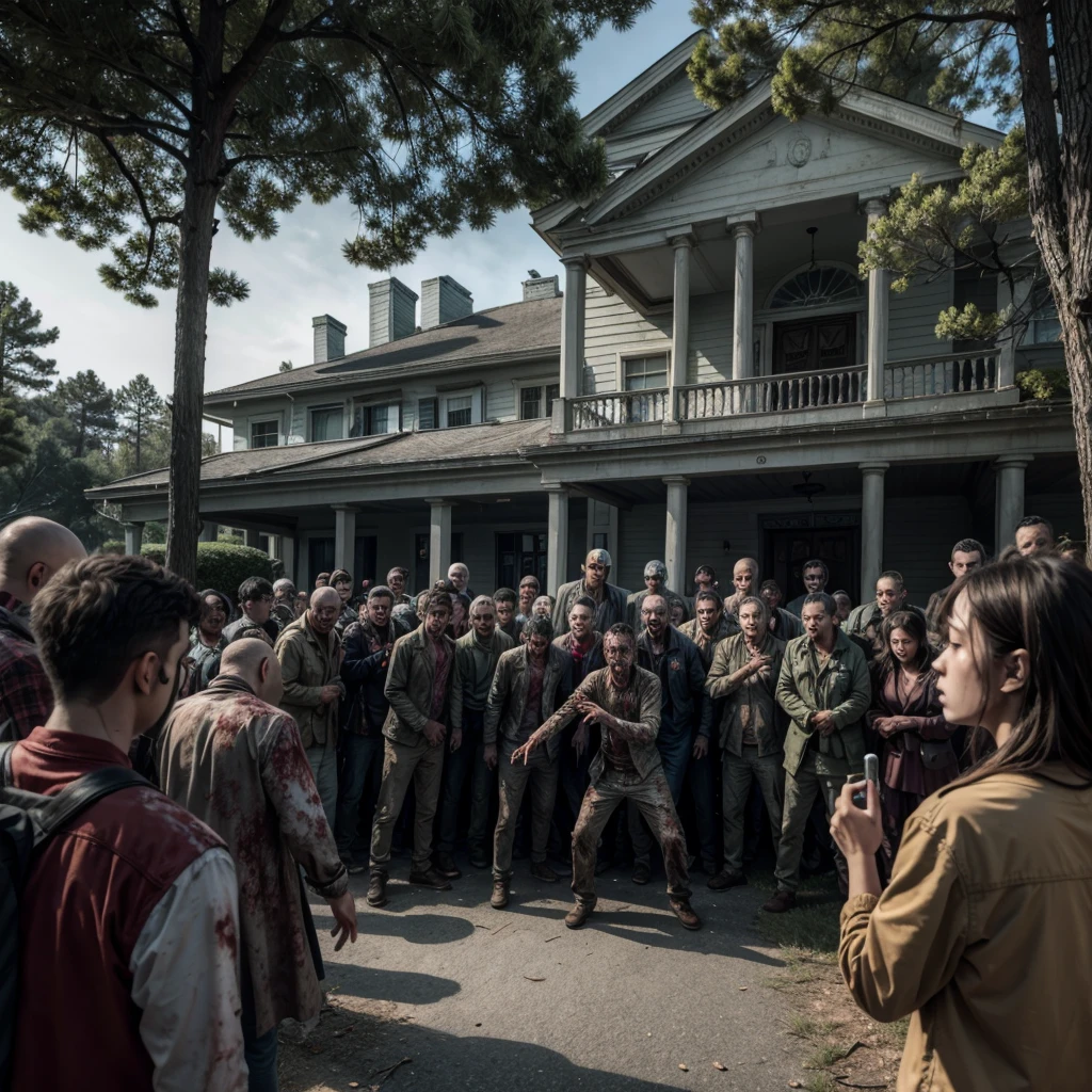 Zombies outside the official residence of the pines