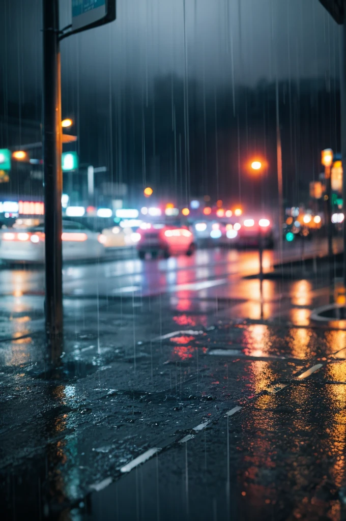 Blurred rain and blurry modern city 