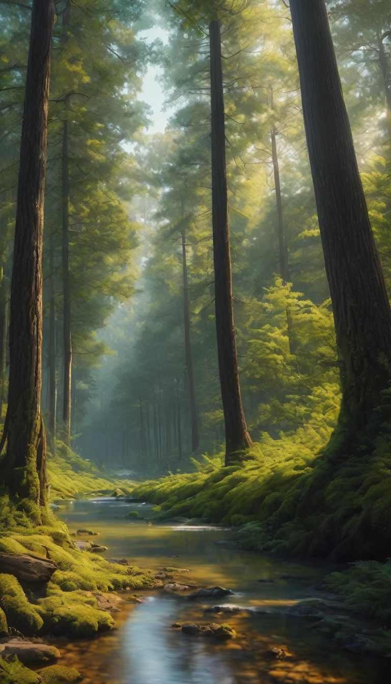 no humans, , masterpiece, highest quality,, detailed description,, relaxing, , photorealistic, surreal, Forest view,