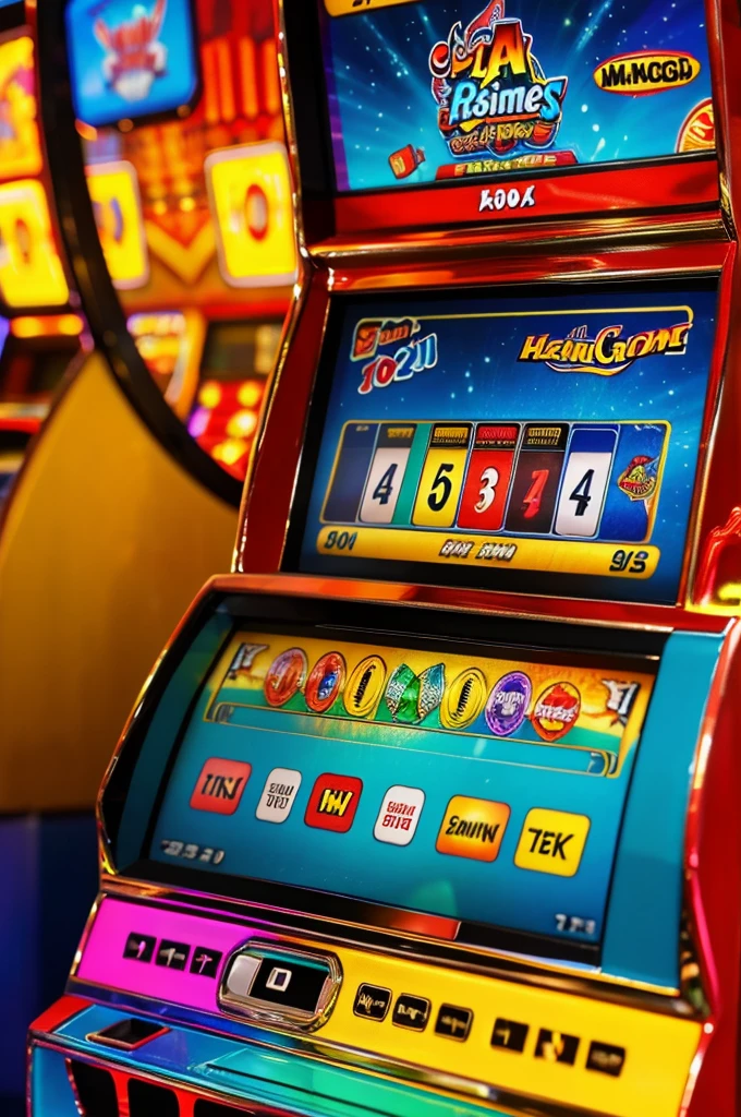 slot machines close up shot colorful game
