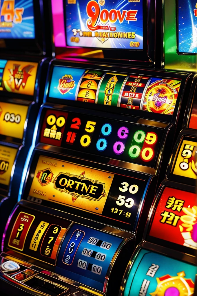 slot machines close up shot colorful game