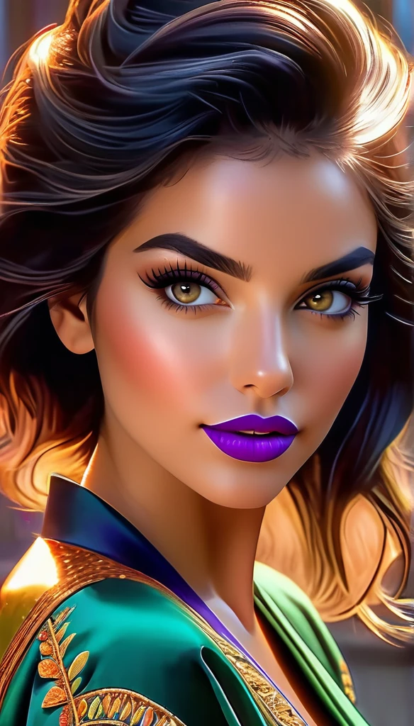 smile, (best quality,8k,hyperrealism:1.2),vibrant colors, sharp focus, insanely detailed, studio lighting, ultra-fine painting, vilolet eye color, black hair blowing in the wind, stunningly realistic eyes and lips, violet lipstick, perfect facial proportions, meticulous skin texture, long eyelashes, expressive emotions, elaborate background, impeccable black clothing and accessories, accurate shadows and highlights, highly realistic lighting and reflections, immaculate attention to detail,2 girls,((2k5)) style, hyper realistic photo, vibrant colors, 16k