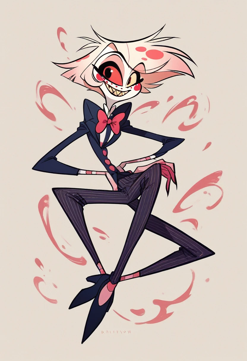 Alastor from Hazbin Hotel, sexy, big penis, hard cock, big balls, sadistic smile, sadistic look. Hell background. Masterpiece, UHD, detailed
