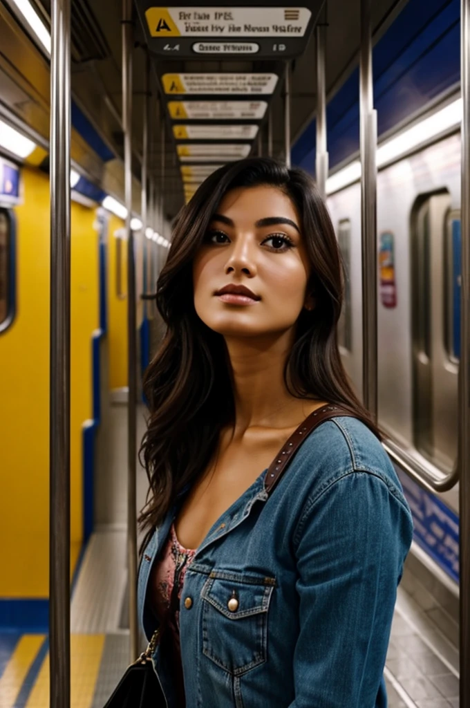 Beautiful moon woman in the subway