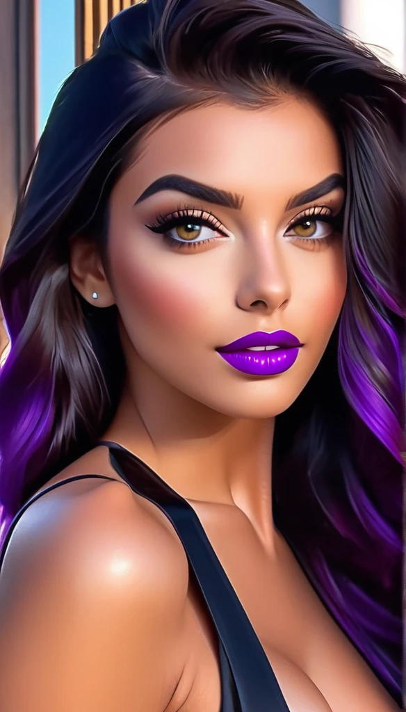 smile, (best quality,8k,hyperrealism:1.2),vibrant colors, sharp focus, insanely detailed, studio lighting, ultra-fine painting, vilolet eye color, black hair blowing in the wind, stunningly realistic eyes and lips, violet lipstick, perfect facial proportions, meticulous skin texture, long eyelashes, expressive emotions, elaborate background, impeccable black clothing and accessories, accurate shadows and highlights, highly realistic lighting and reflections, immaculate attention to detail,2 girls,((2k5)) style, hyper realistic photo, vibrant colors, 16k