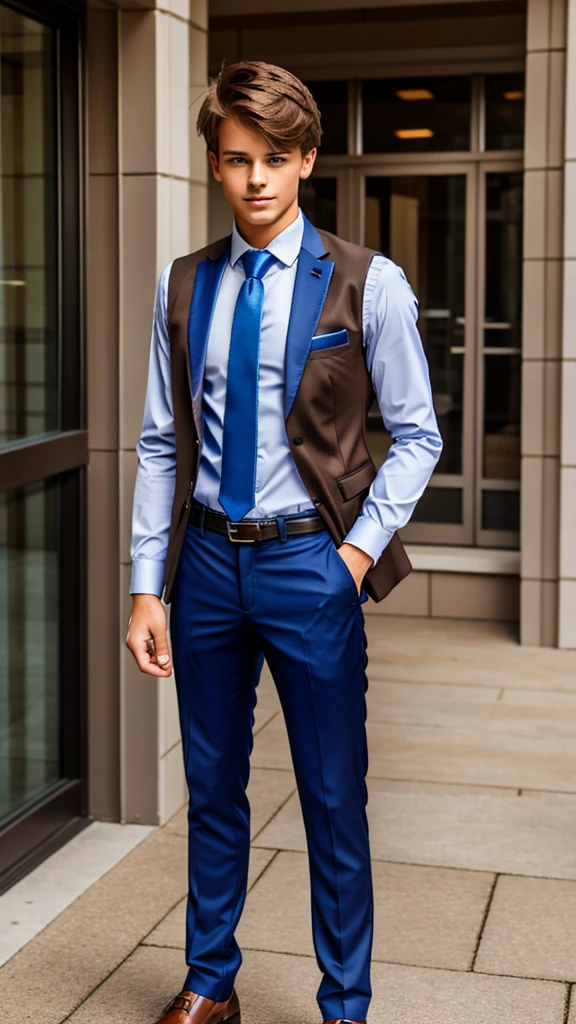 19 year old male wearing tie and lomg sleveed button up with blazer and vest with dress pants and belts
4K HIGH REZ
Physical Description: Brown colored hair and skinny build. 5"5 and 150 LB. Blue eyes.
.