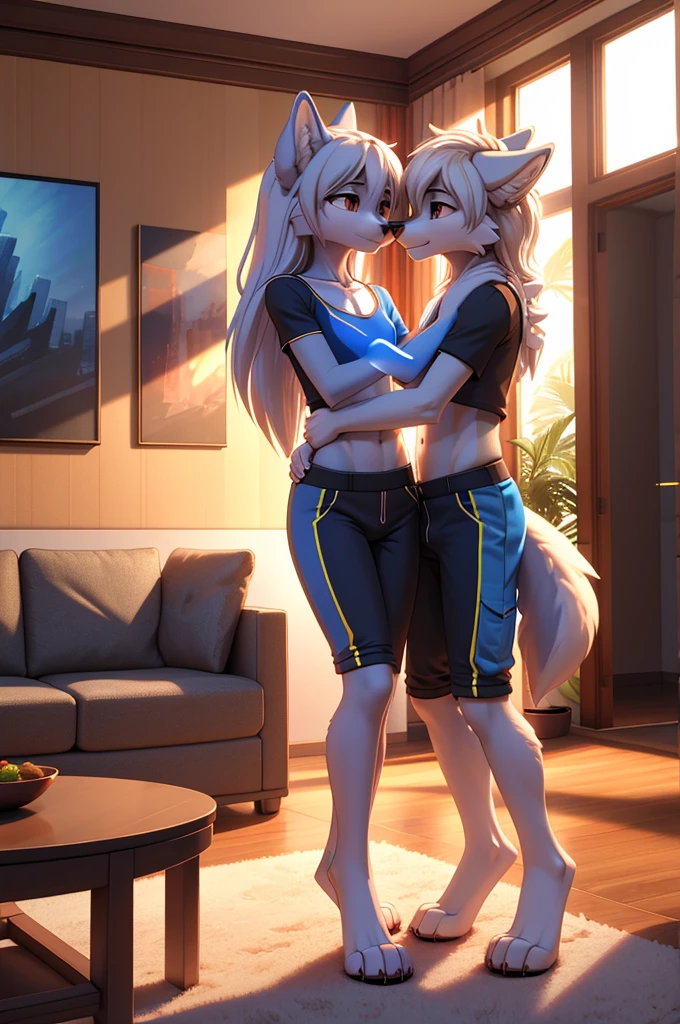 a beautiful and detailed portrait of two female anthro grey timberwolf, kenket, Ross Tran,ruan jia, trending on artstation,foxovh, cenematic lighting, sports bra,smile
BREAK national park, mountains, clouds, distant river, naked ass, dog_pussy_outline, canine_pussy, chance_cookie_pussy, young, very young, child appearance, kemono, age (8), young, cute, small, child, removing shirt, dancing, swinging hips, happy face, smiling, young, cub, child, baby wolf, pussy_cum