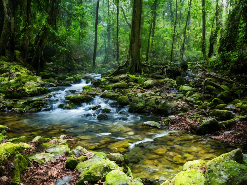 A spring with clear water in a thick forest, high chaos, dark fairytale atmosphere, volumetric light, soft sunlight, intricate work by Johan Grenier style, Alyssa Monks style