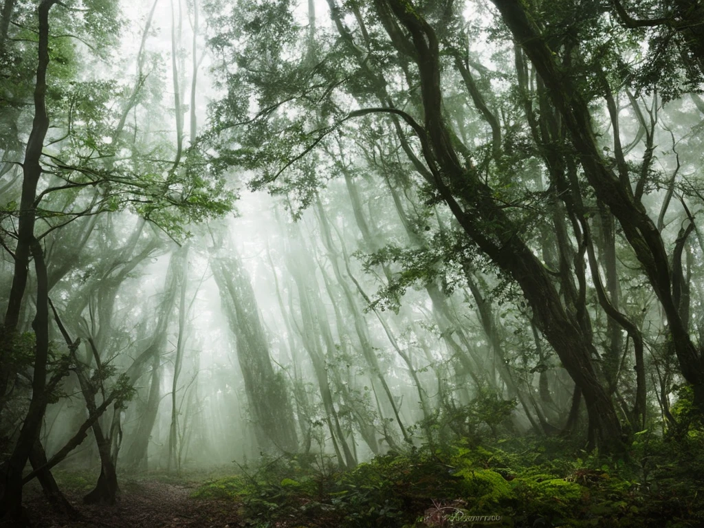 A thick forest, high chaos, dark fairytale atmosphere, volumetric light, soft sunlight, intricate work by Johan Grenier style, Alyssa Monks style