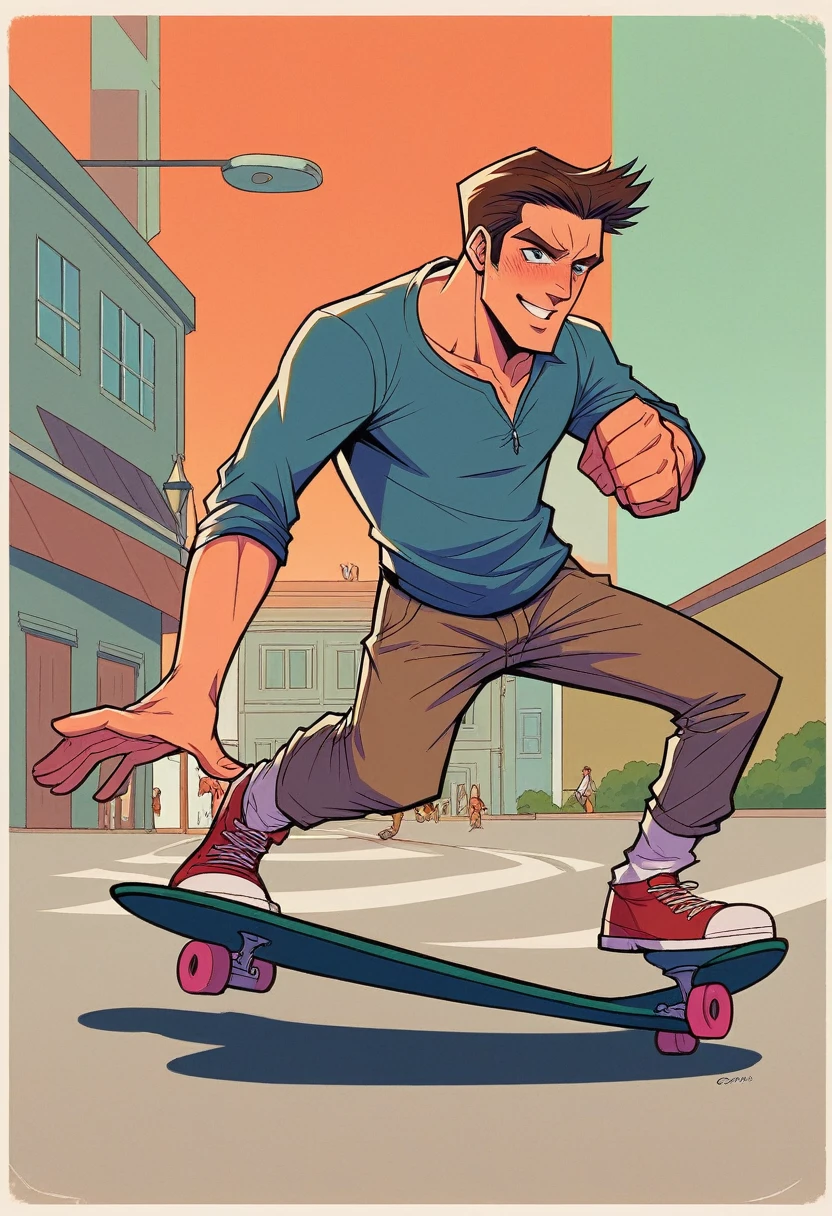 Dark, guy, baggy clothes, black tank top, mullet, smoking, night, neon lights, graffiti, skatepark, american