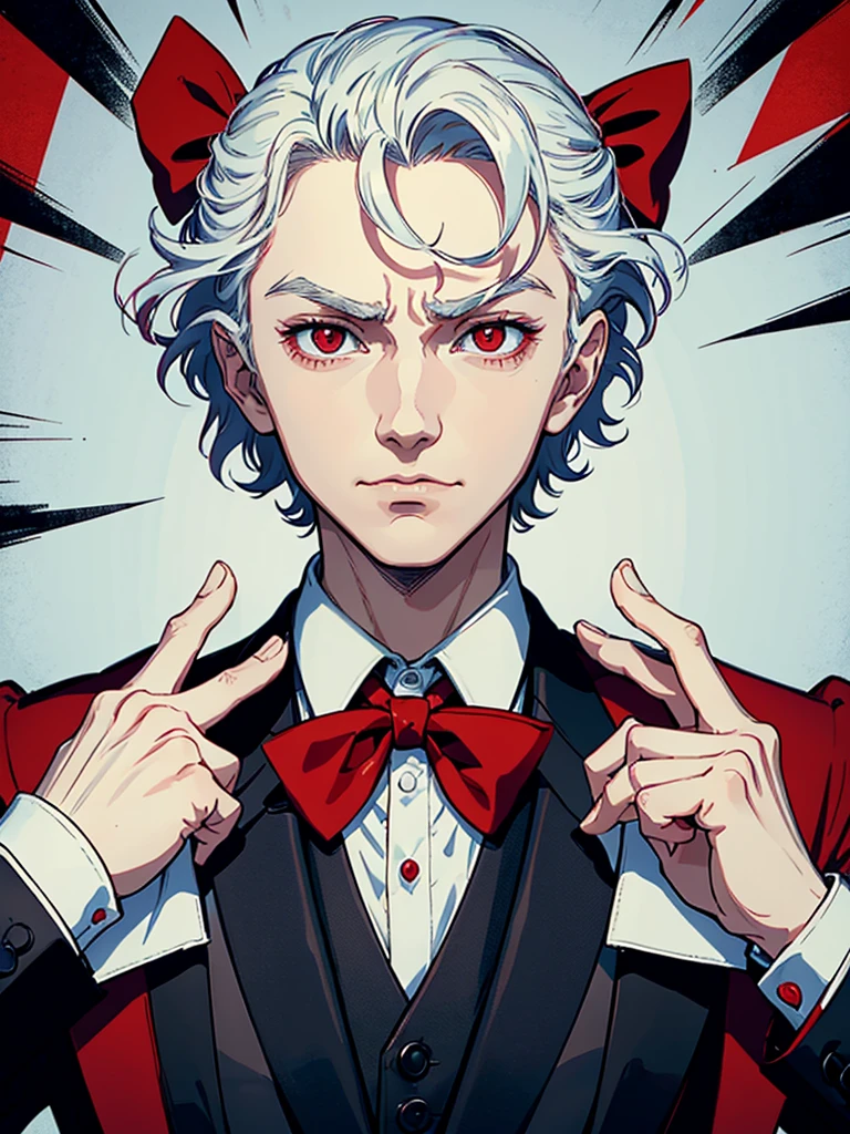 1male, hazbin hotel style, seraphim, gold and white palette