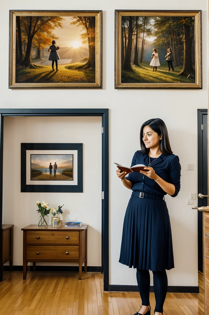 A very brave teacher who has a triptych in her hand