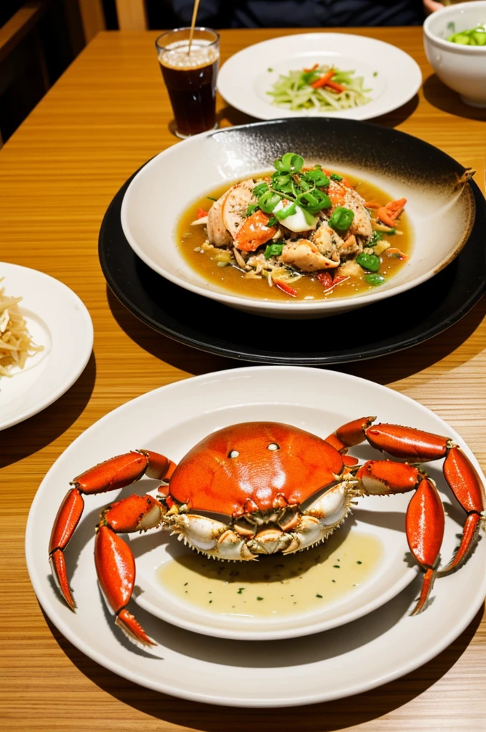 A from a new Asian country called "Yukopotamiya" looking at a crab meal served on the table