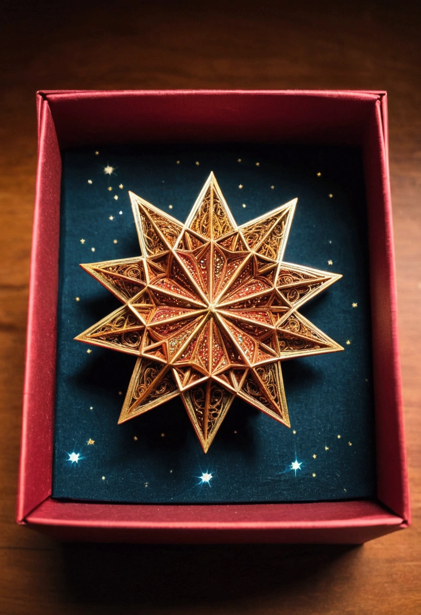 a star of the universe inside a gift box
