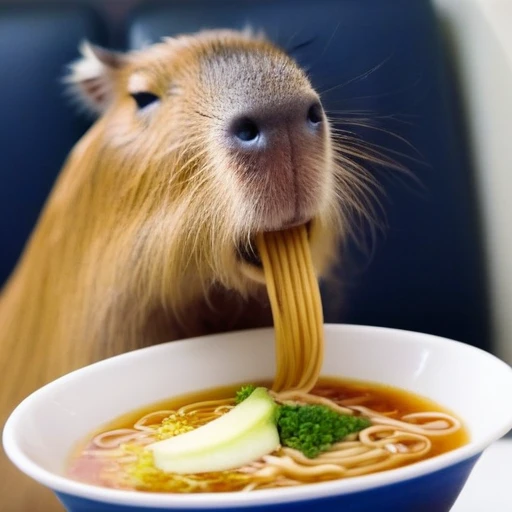 no human,original, capybara,airamen,eating_ramen, 
masterpiece, best quality, very aesthetic, absurdres,