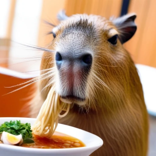 no human,original, capybara,airamen,eating_ramen, 
masterpiece, best quality, very aesthetic, absurdres,