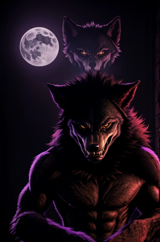 Posing, Male, 30 years old, (howling at the moon:1.8), black leather jacket, anthro, wolf ears, (black fur:1.5), wolf, forest background at night, 8k, hi res, (best quality, masterpiece), red glowing eyes, (wolf tail:1.5), detailed fur