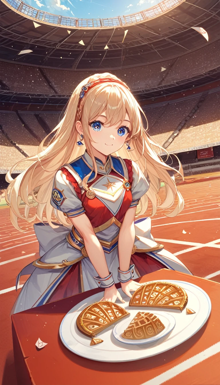 score_9, score_8_up, score_7_up,source_anime, high res image,masterpiece,best quality,girl,cute face,clear skin,shiny hair,ultra detailed eyes,Long Hair、female knight、Plate Mail、Buster Sword、Colosseum