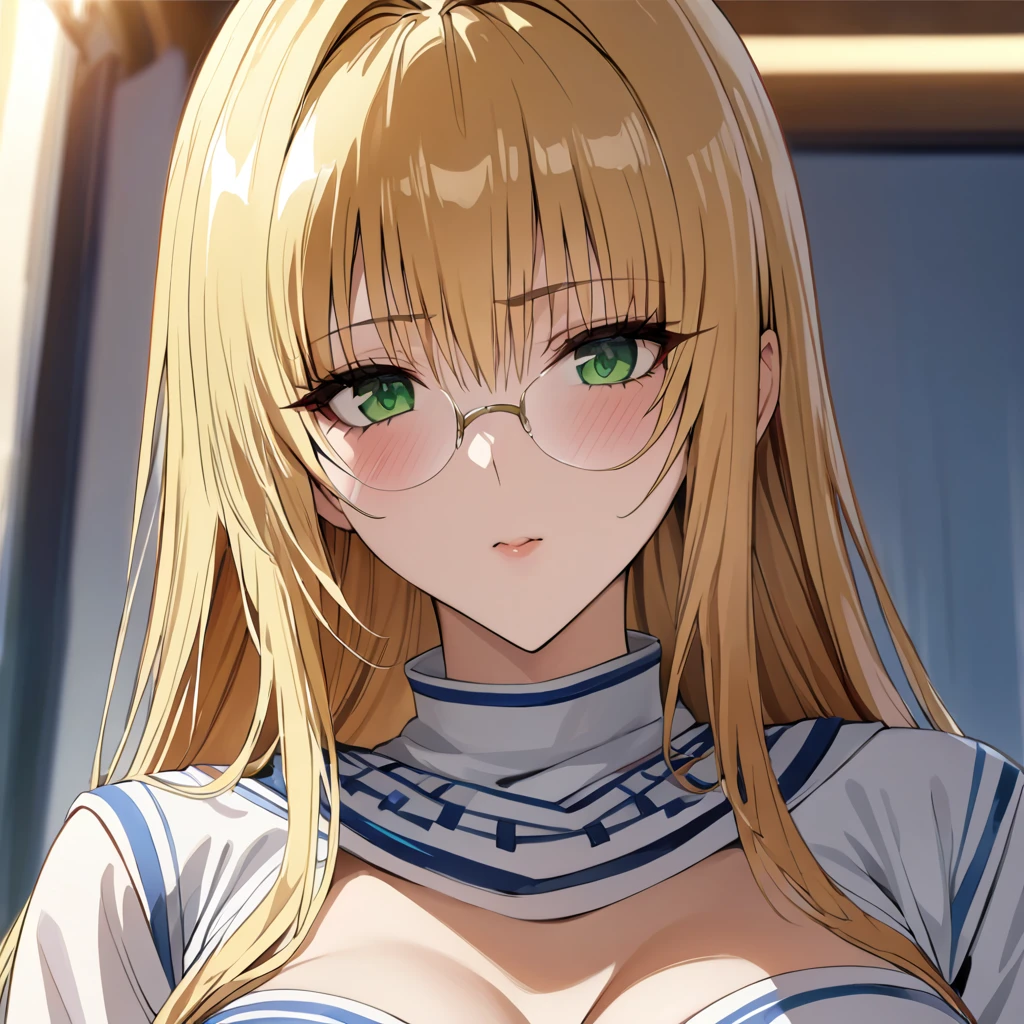 ((Highest quality)), ((masterpiece)), (detailed), （Perfect Face）、The woman is Tiare, with green eyes, medium-length blonde hair, and the clothes of a Messianic Temple Knight.