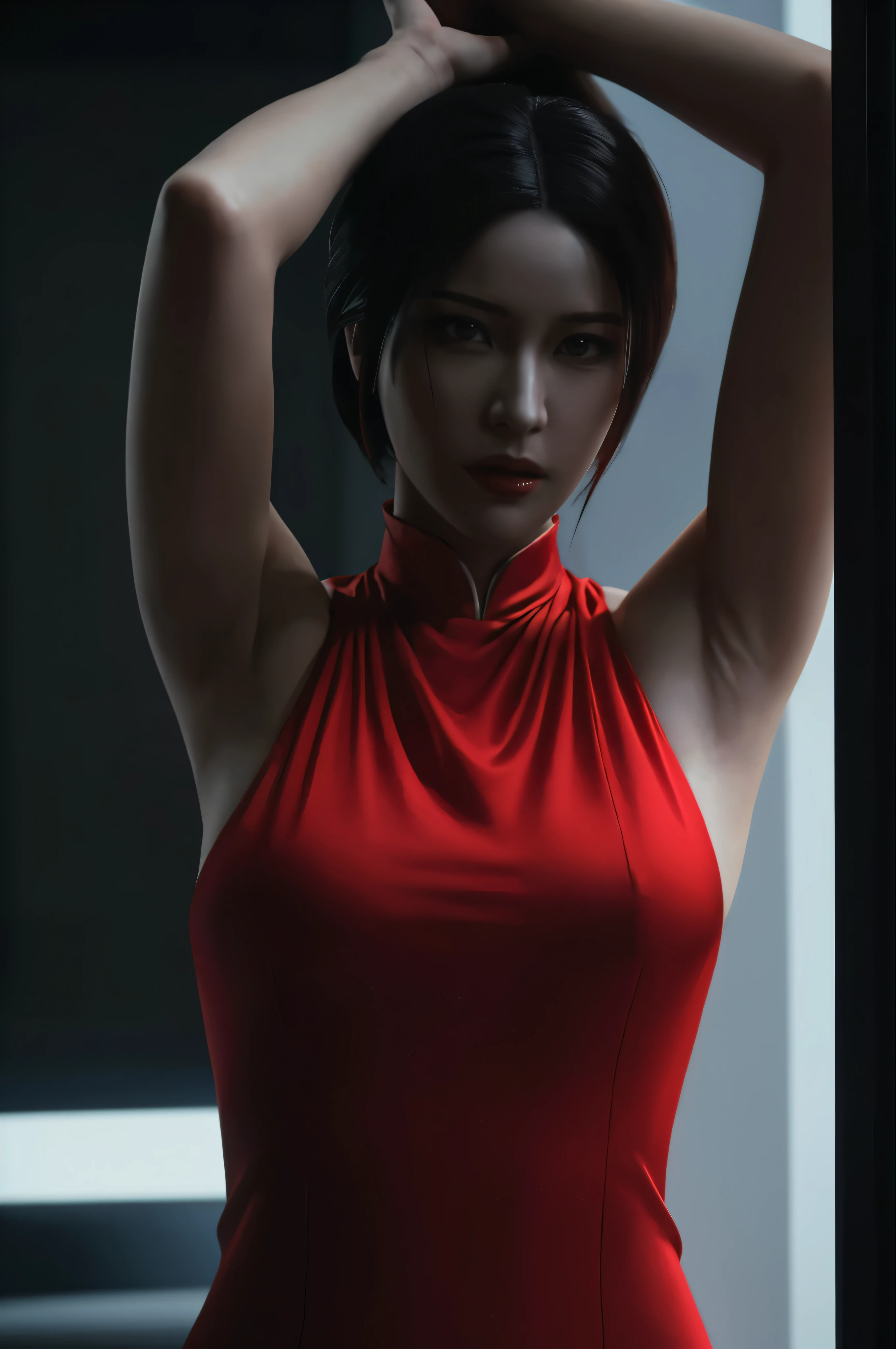(Highest quality:1.3), cinematic shot, masterpiece, (sharp focus:1.5), (photorealistic:1.3), Ada Wong is a prominent character in the Resident Evil video game series. She is known for her mysterious and enigmatic persona. With her striking appearance, Ada often wears a red qipao dress, which is a traditional Chinese outfit. Her dark hair, intense eyes, and a penchant for high heels contribute to her alluring and iconic look.
Ada is characterized by her intelligence, resourcefulness, and combat skills. She's skilled in using firearms, melee weapons, and gadgets, making her a versatile fighter. Throughout the series, she's often seen as an independent and secretive individual, driven by her own motives. Her interactions with other characters are usually marked by a sense of ambiguity and hidden agendas.
Ada's involvement in the series typically revolves around espionage, uncovering conspiracies, and dealing with biohazard outbreaks. Her complex relationships with other characters, such as Leon S. Kennedy, contribute to the intrigue and drama within the game's narrative. Overall, Ada Wong's multifaceted personality, captivating appearance, and central role in the Resident Evil series make her a memorable and iconic game character, (highly detailed skin), (detailed face), detailed background, cinematic lighting, dramatic lighting, volumetric lighting, intricate details, UHD,