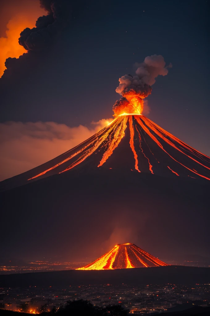 An even scarier volcano, beautiful at night and full of lava and fire
