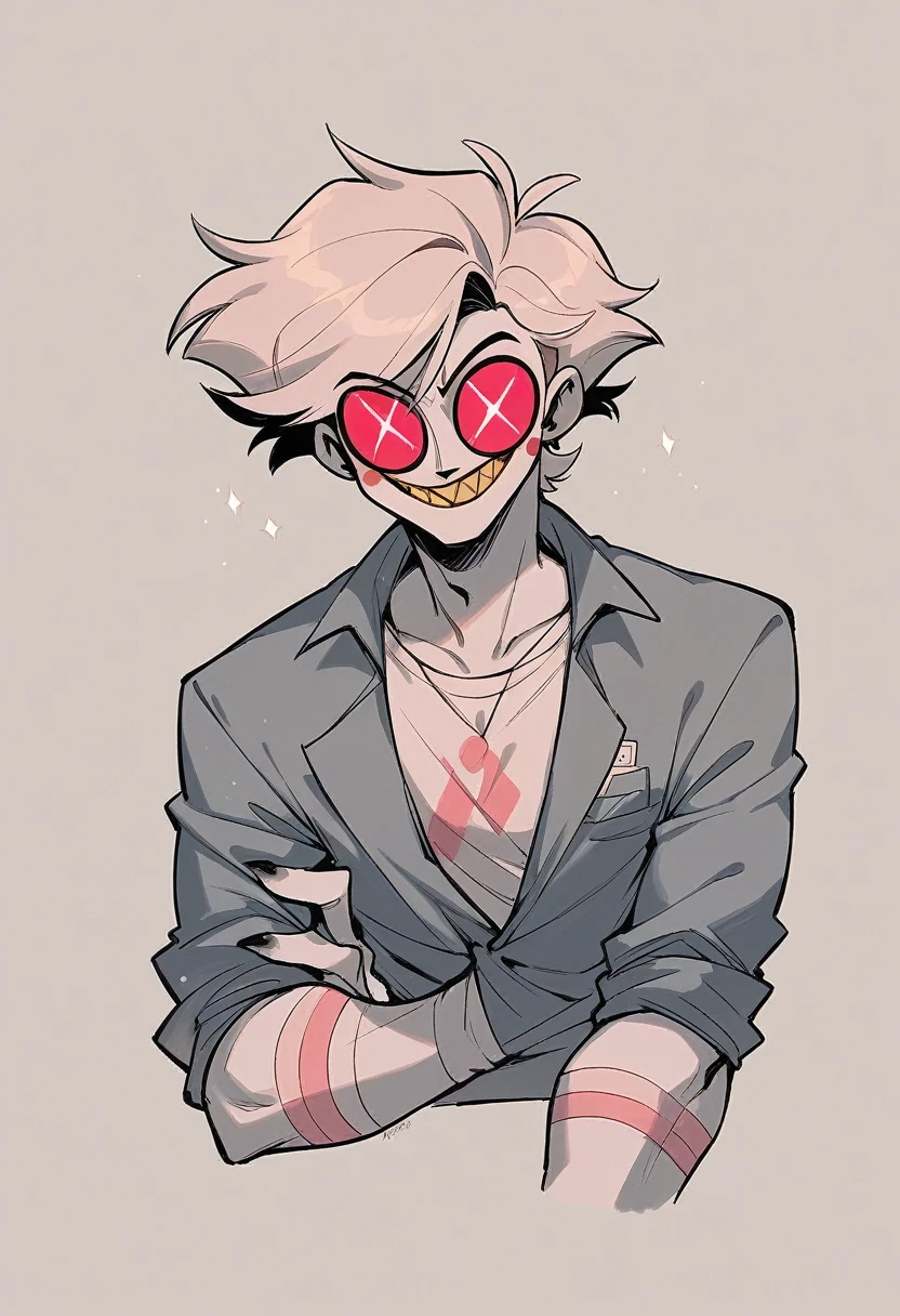 Dj man in hazbin hotel style, American animation