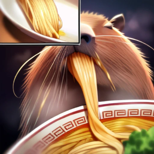 no human,original, capybara,airamen,eating_ramen,
masterpiece, best quality, very aesthetic, absurdres,