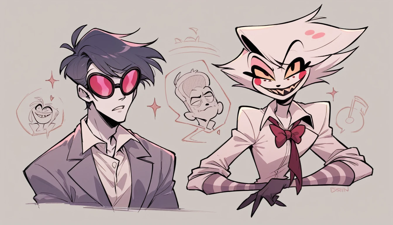 Dj man in hazbin hotel style, American animation