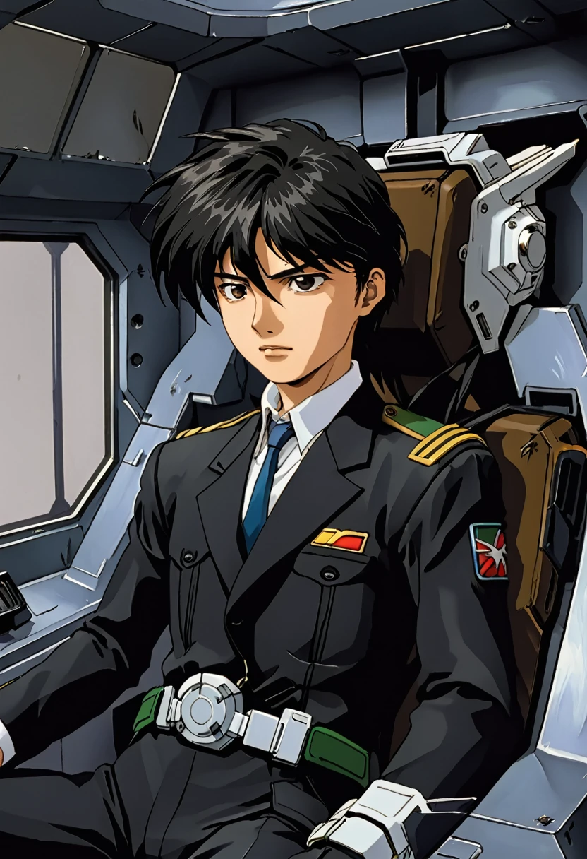Gundam Wing Cockpit、Black Suit、male、Black Hair、22 years old、bark