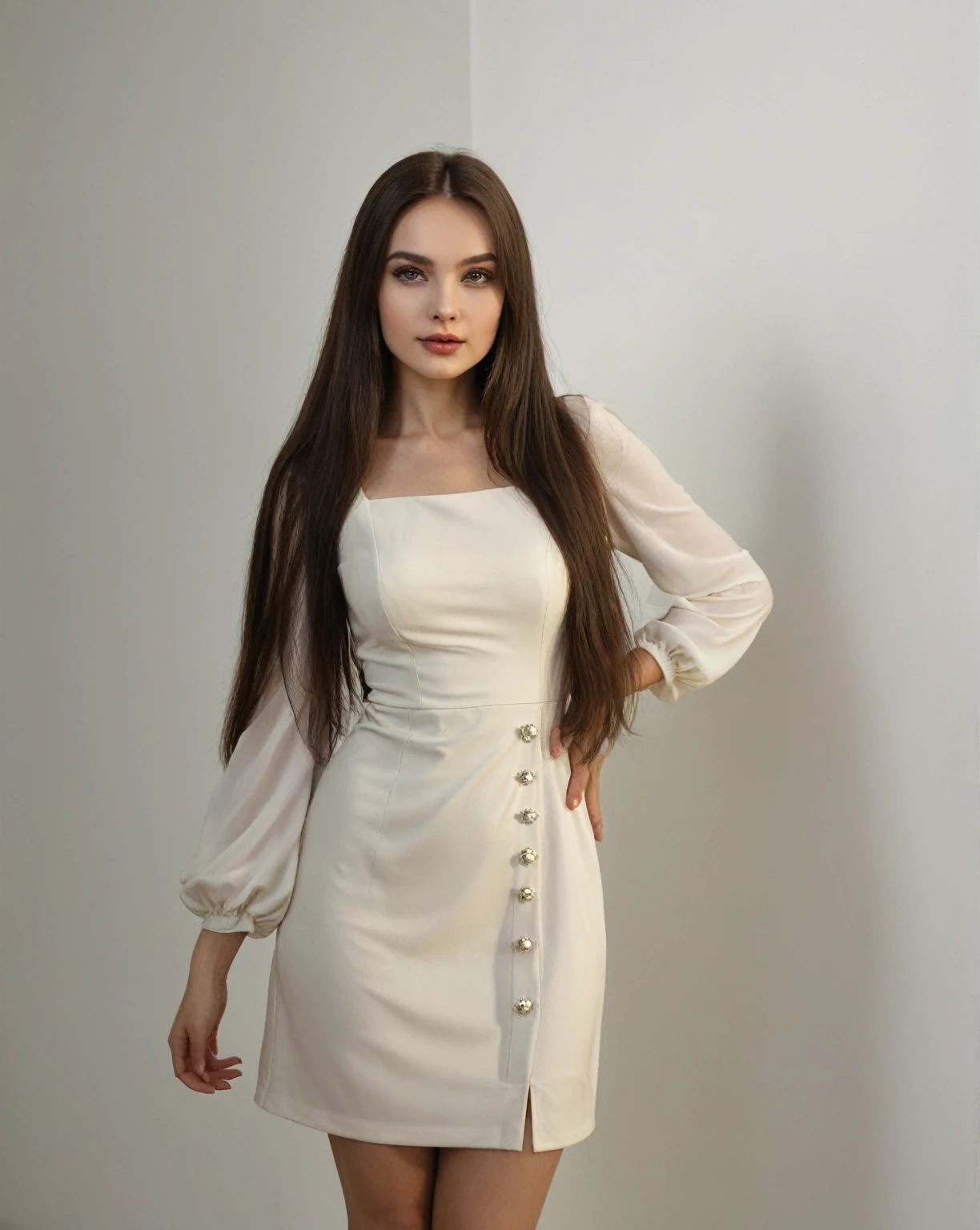 Arafed woman in a white dress posing for a photo., wearing an elegant dress, Anna Nikonova aka Newmilky, Anastasia Ovchinnikova, Angelina Stroganova, Yelena Belova, olga buzova, elegant dress, Victoria Gavrilenko, woman dressed, Simple Dress, Alina Ivánchenko, Julia Gorokhova, Dasha Taran