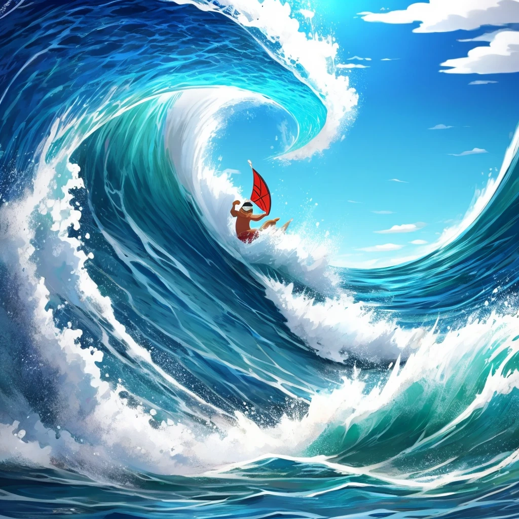 I would like a wave in a cartoon style. Only ONE wave please