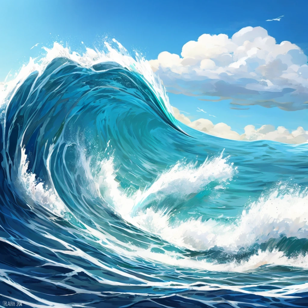 I would like a wave in a cartoon style. Only ONE wave please