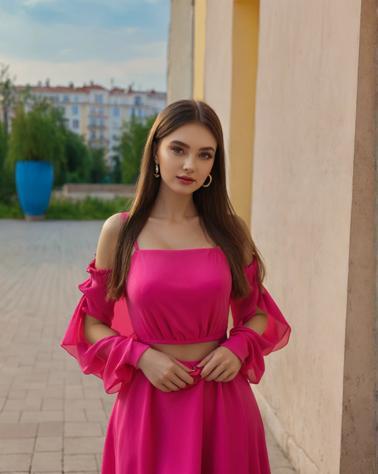 Araffe woman in a pink dress posing for a photo., Anna Nikonova aka Newmilky, Alina Ivánchenko, Style of Julia Razumova, dressed in a pink dress, Dasha Taran, Victoria Gavrilenko, Julia Gorokhova, anna nikonova, ekaterina, Anastasia Ovchinnikova, olga buzova