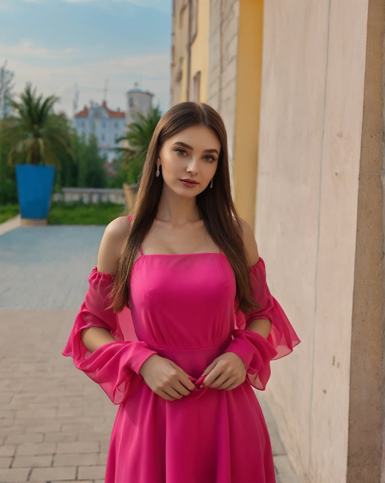 Araffe woman in a pink dress posing for a photo., Anna Nikonova aka Newmilky, Alina Ivánchenko, Style of Julia Razumova, dressed in a pink dress, Dasha Taran, Victoria Gavrilenko, Julia Gorokhova, anna nikonova, ekaterina, Anastasia Ovchinnikova, olga buzova