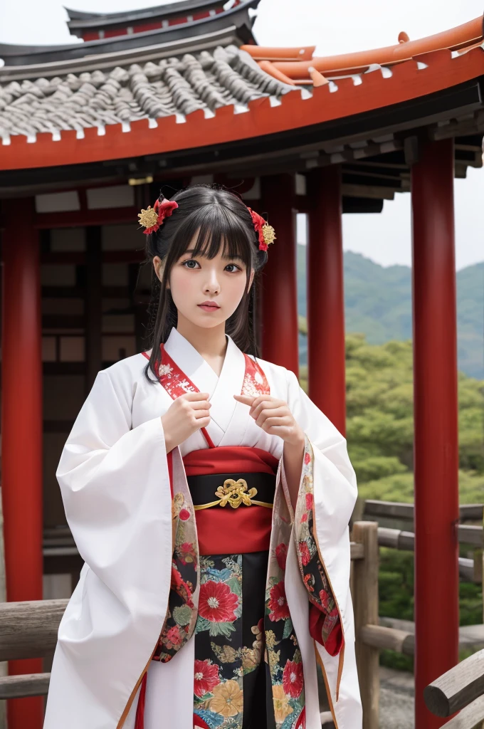 Black Hair Japanese woman 1 person 30th Generation Shrine maiden Brown clothes