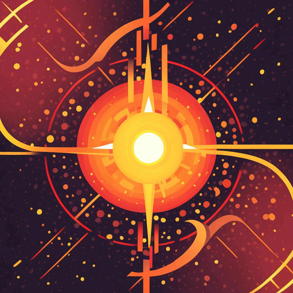 sad eyes fireball in geo abstract art style