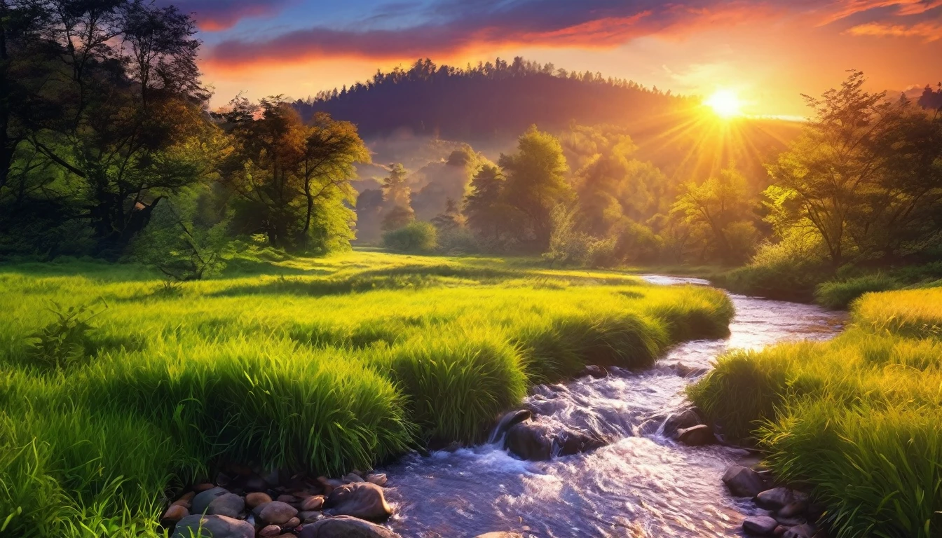 a beautiful sunset scene with a stream and trees, nature wallpaper, nature scenery, Beautiful wallpaper, beautiful backgrounds, peaceful landscape, stunning nature in the background, very very beautiful scenery, wallpaper hd, amazing wallpaper, a beautiful landscape, natural landscape, beautiful landscape, beautifully lit landscape, beautiful serene landscape, scenery wallpaper, landscape wallpaper, majestic nature scenery, Really beautiful nature