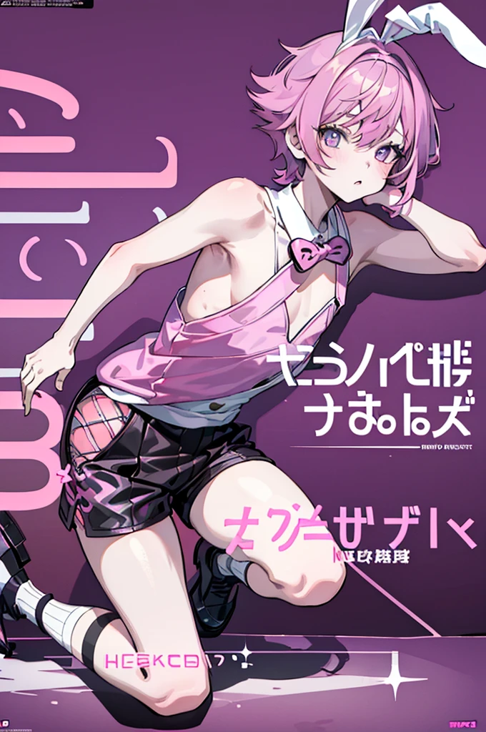 pink hair, short twintails, hair bobbles, star hair ornament, asymmetrical bangs, short hair,  purple eyes,, , empty eyes , large breasts, 独奏, nipple, ride a bicycle, , Heavy snowfall area　凍結 wet crying 山 独奏