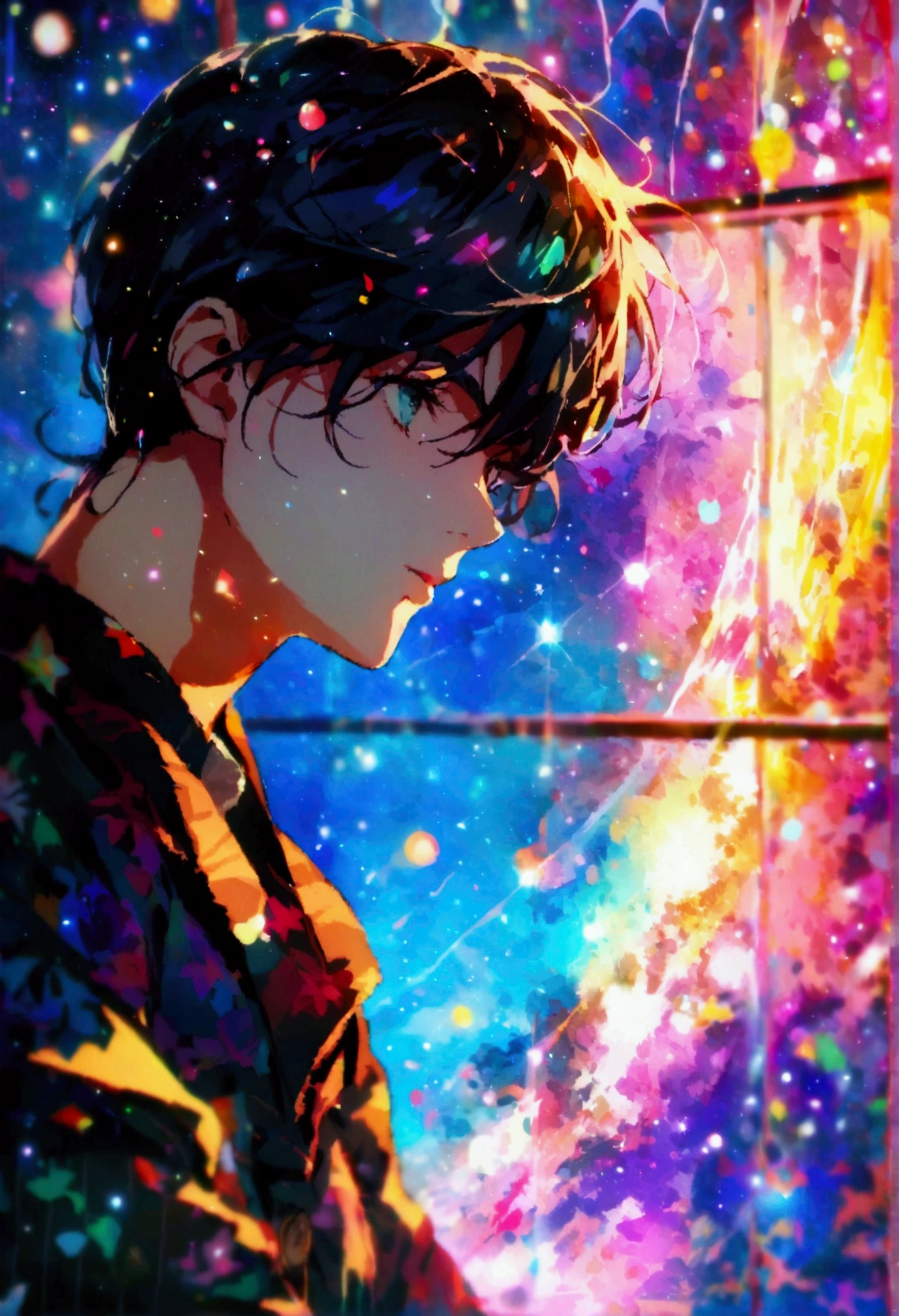 Glass Galaxy
Create an image depicting the portrait f a beautiful woman vegeta + Naruto sexy rasgada roupas decote front of a universe where stars, planets, and galaxies are made entirely of colorful, translucent glass, refracting and reflecting light in dynamic patterns.