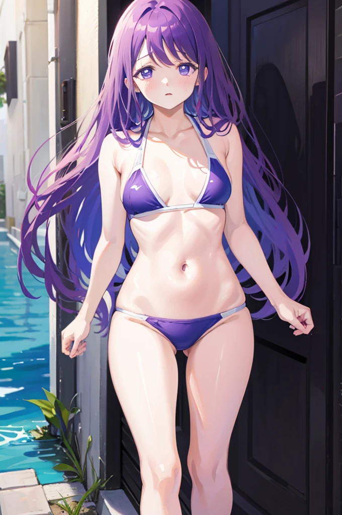 Small breasts、Random Swimsuit、Light purple hair、Semi-long hair、Pale purple eyes、Wet、、Looks like she&#39;s about to cum、Glamorous expression、Blushing、Random Swimsuit、Patterned swimsuit、Undressing、、Ocean、Sandy Beach、M-shaped legs、Random pose,、Light purple hair、Semi-long hair、Pale purple eyes、night、、、Blushing、Perfect hands、Detailed hands、	masterpiece, best quality, 1 girl, 独奏, large breasts, purple eyes, bangs, black hair, braids hair, pool, in the pool, (wet:1.1), water drops, one-piece swimsuit, (strap slip:1.3), nsfw, nipples
