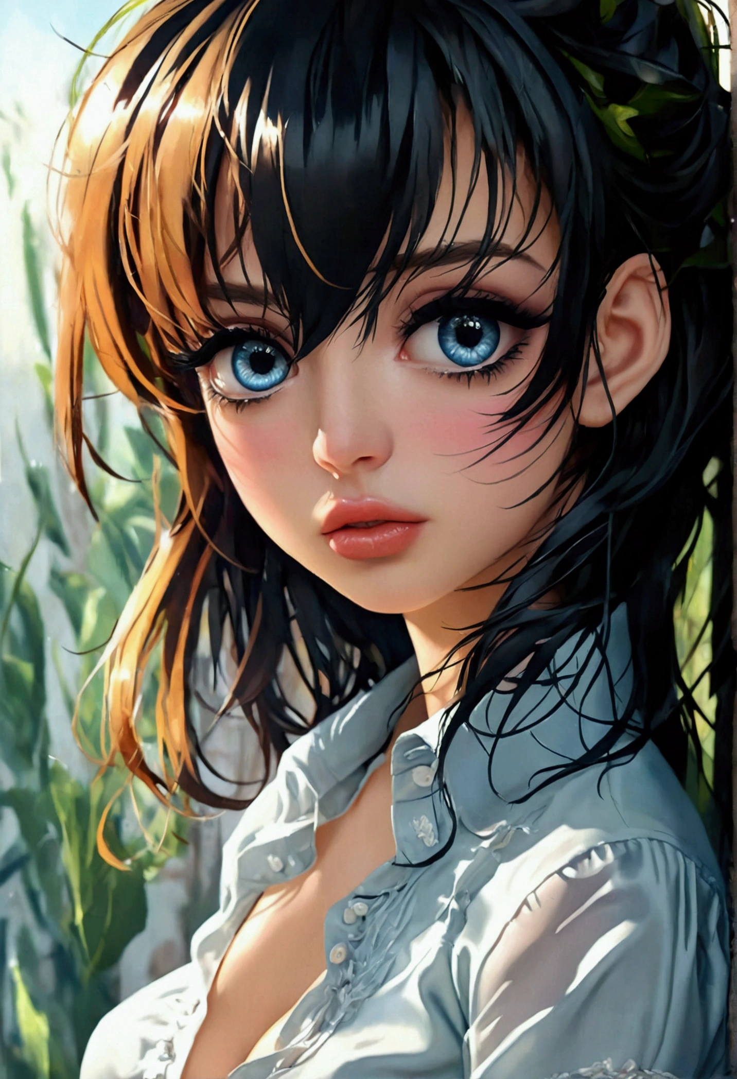 (best quality, 4k, 8k, high-res, masterpiece:1.2), ultra-detailed, (realistic, photorealistic, photo-realistic:1.37), (beautiful detailed eyes, beautiful detailed lips, extremely detailed eyes and face), studio lighting, physically-based rendering, vivid colors, big tits, buttoned up blouse, large breasts, buttoned up blouse