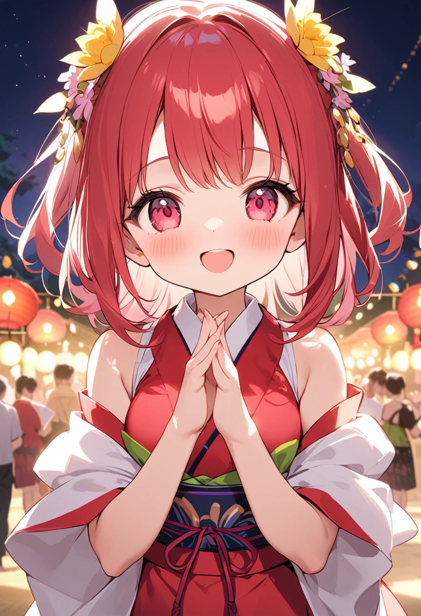 Girl、smile、bra、Night Town Festivals、light up、illumination、Lots of exposure、Small breasts
