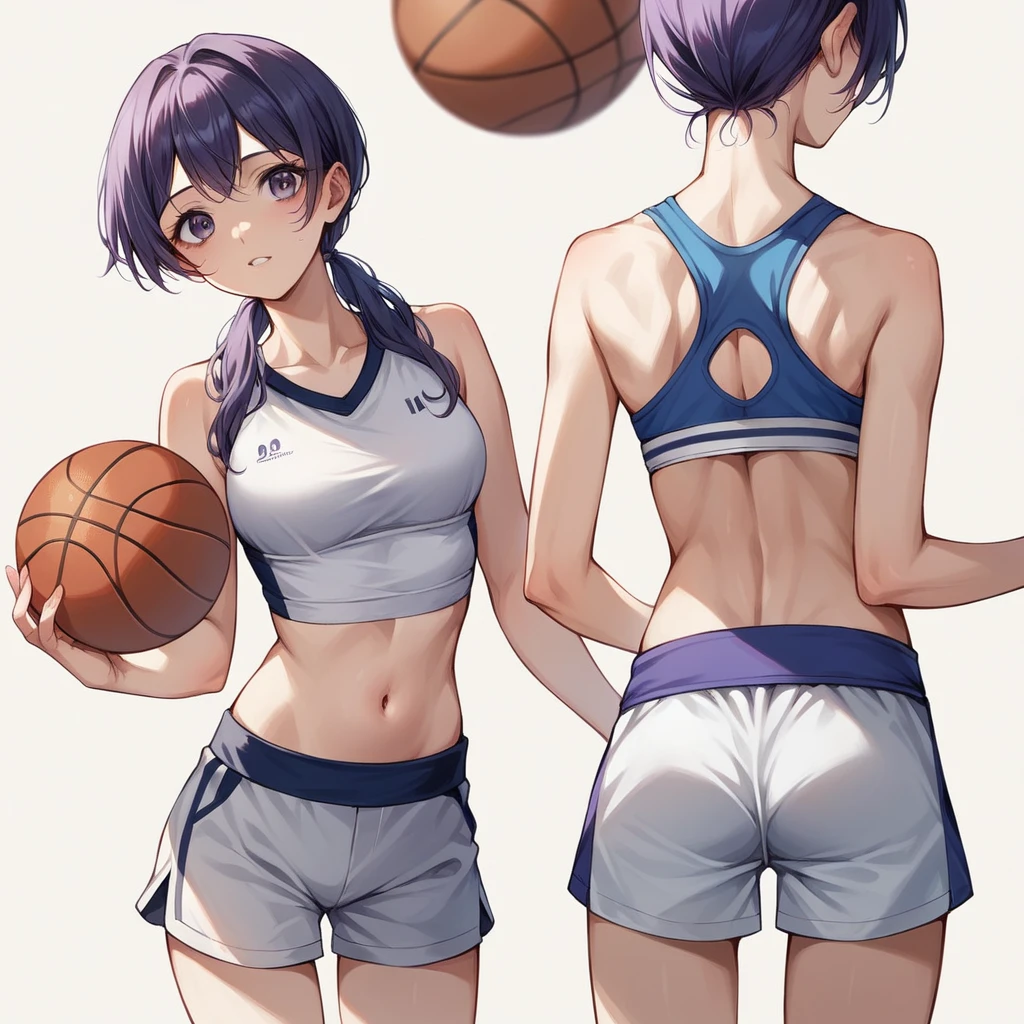 Body movement, young pretty gravure idol, Realistic young gravure idol, Young gravure idol, Young sensual gravure idol, sport bra and shirt, Young skinny gravure idol, sport bra and shorts, cute sportswear, wearing basketball jersey from behind